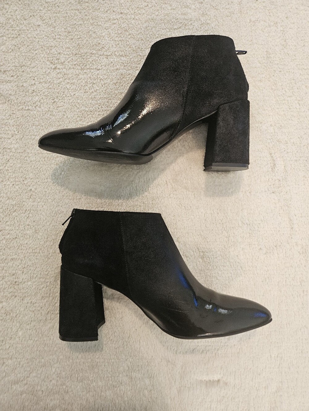 NEW Black Block Heel Leather Ankle Boots Size 9 Ombre Work Party Fall Feminine - Picture 11 of 11